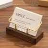 1Pc Card Storage Business Card Holder Tabletop Shelf Cards Display Stand Metal Wooden Card Holder Home Office Supply