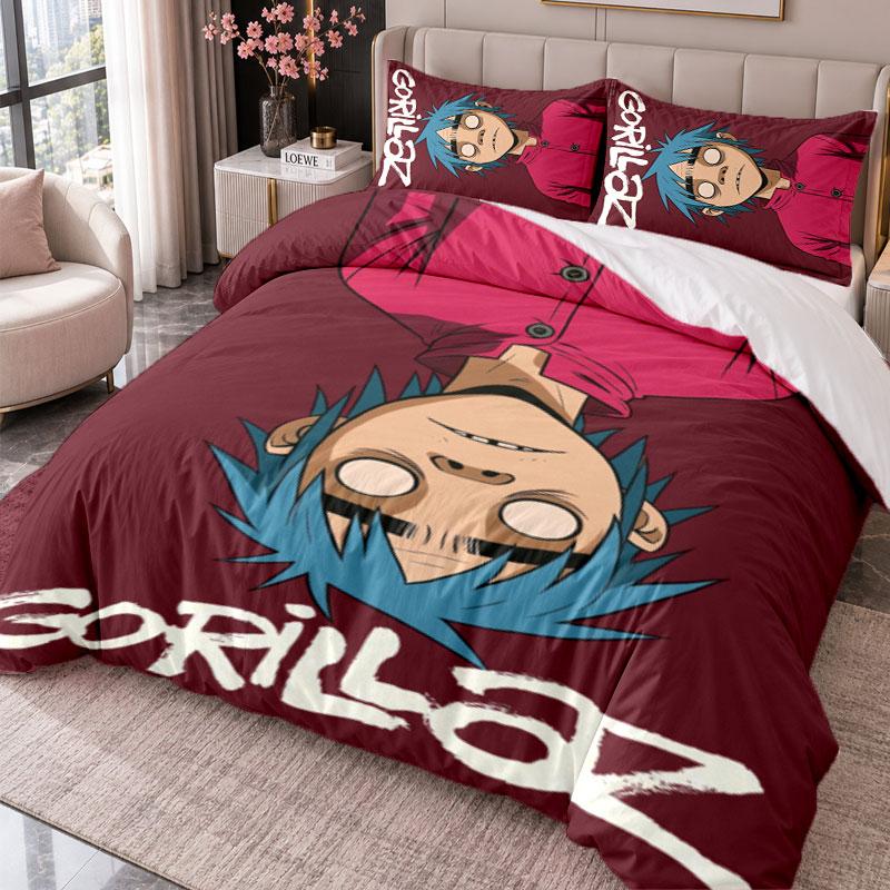 Gorillaz 3Pcs Bedding Set Duvet Cover With Two Pillowcases For Bedroom Home Decoration