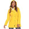 (SU)Women Hooded Waterproof Zipper Mid-length Windproof Waterproof Raincoat Jacket