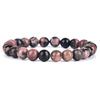 3Pcs/set Natural Stone 8mm Black Onyx Rhodonite Rose Quartzs Beaded Wrist Stackable Bracelets