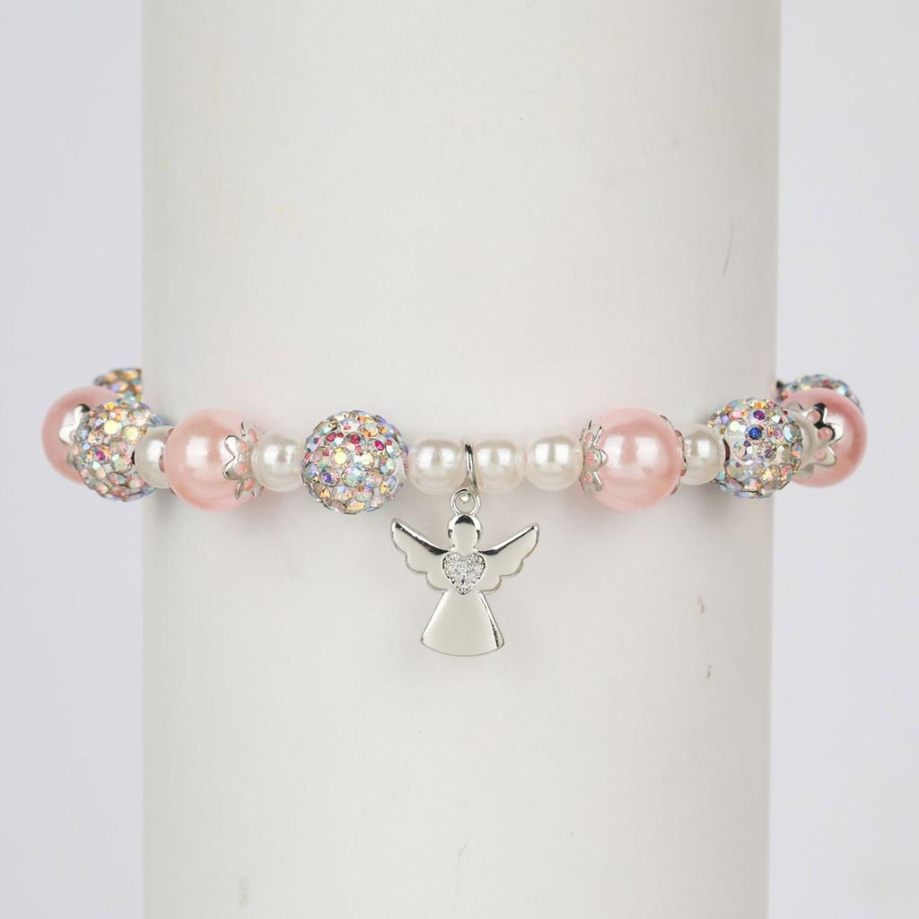 Нежный браслет из жемчужных бусин с подвеской в виде ангела-хранителя, религиозная цепочка на запястье, подарок для девочек на церемонию первого причастия