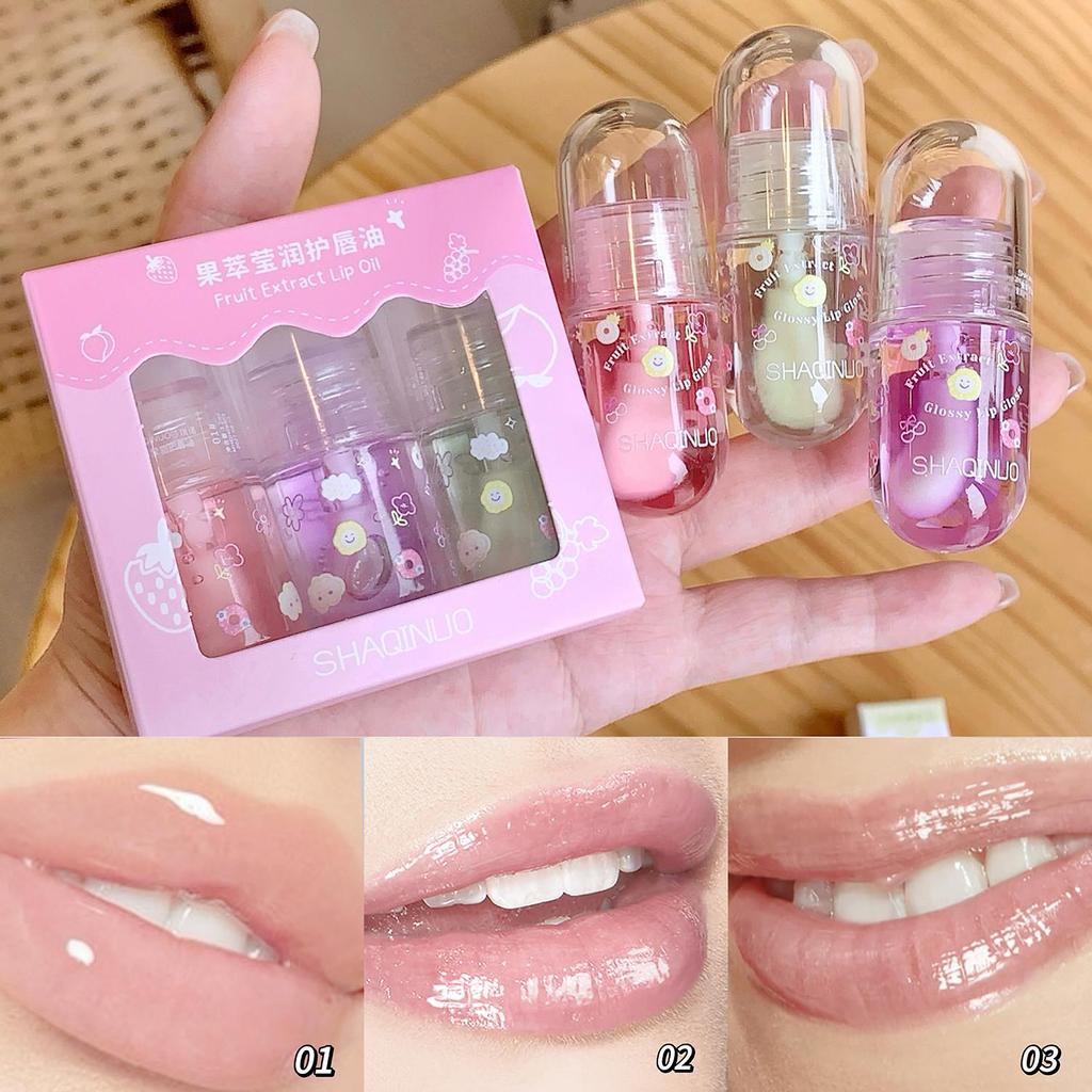 SHAQINUO Увлажняющее масло для губ Уход за губами против трещин Бальзам для губ с фруктовым вкусом Питательные губы Блеск для губ