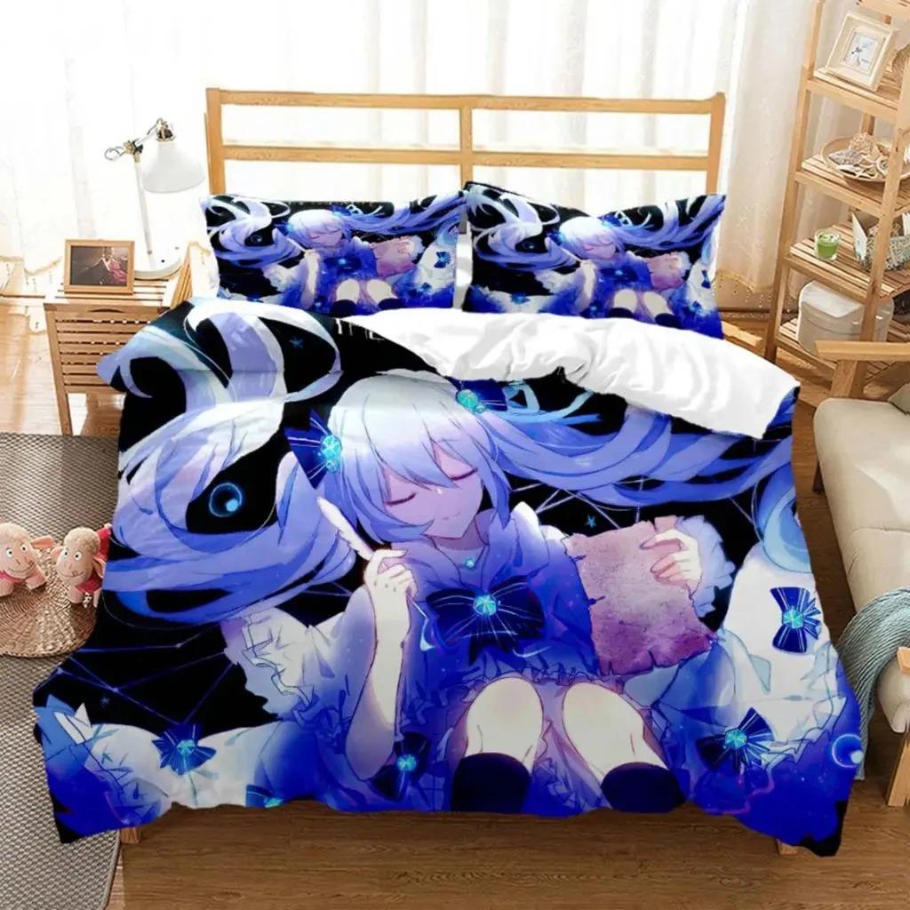 Anime Princess Girl Hime Bedding Set Boys Girls Twin Queen Size Duvet Cover Pillowcase Bed Kids Adult Fashion Home Textileextile