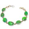 Natural Copper Turquoise Gemstone 925 Sterling Silver TwoTone Bracelet 7-8" A9l69