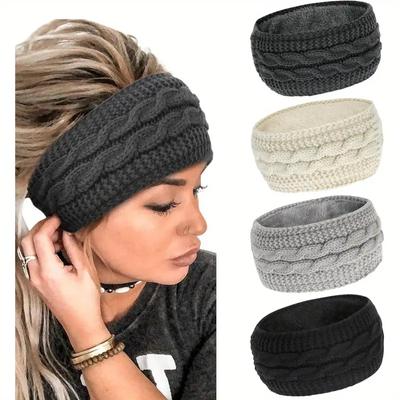 Мягкие и уютные эластичные повязки на голову из ребристого флиса, теплые утеплители для ушей для женщин с классическим дизайном в виде банта