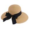 Fashion Wide Brimmed Sun Hat Natural Straw Woven Hat with Bowknot Decor Foldable Design Headwear for Women Girl Outdoor