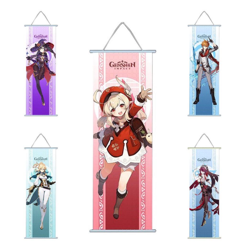 Подвесной плакат с изображением Гань Юй, Ху Тао, Кли и Венти для уникального декора комнаты