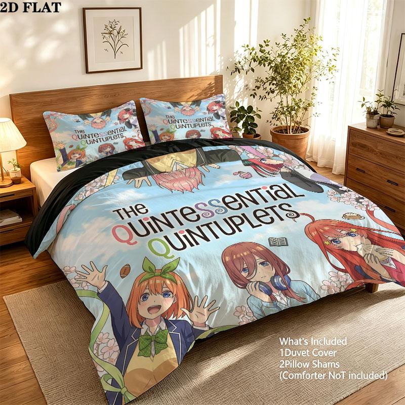 5Toubun Pattern Bedding Quilt Set Quilt Cover Pillowcase Home Birthday Gift(1 * duvet cover + 2 * pillowcase, without core)