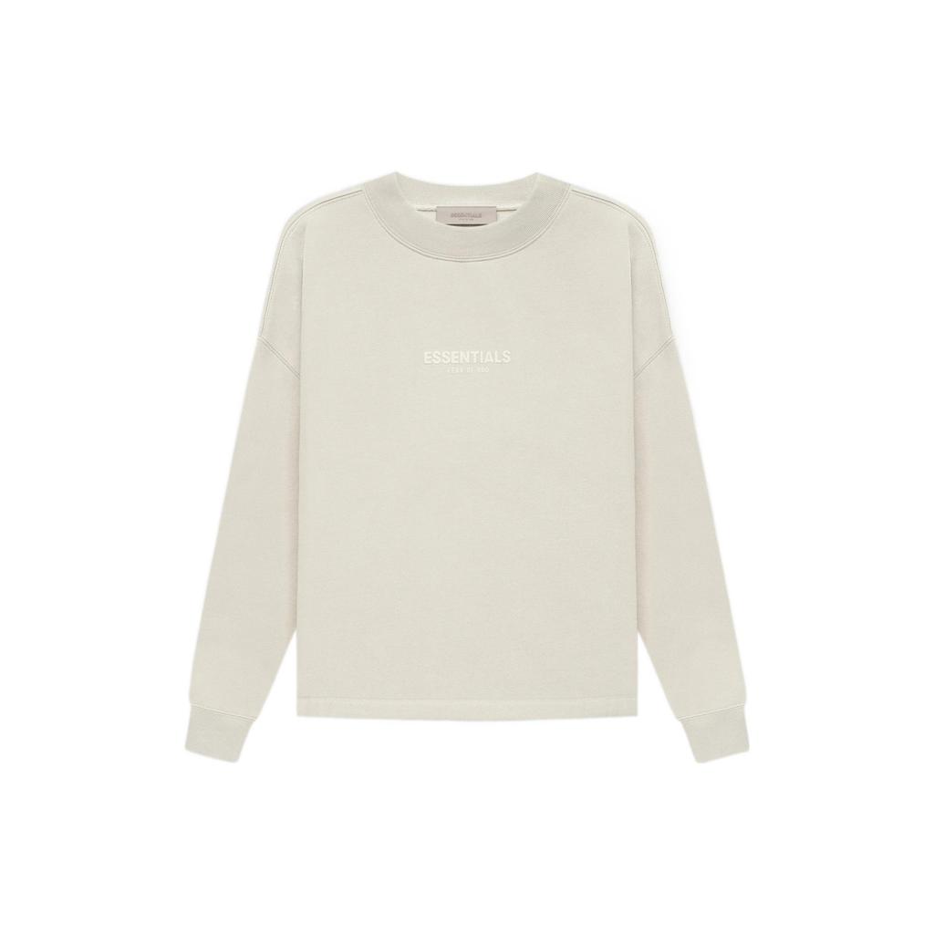 Fear of God Essentials SS22 Relaxed Crewneck Sweatshirt With Flocked Chest Logo and Ribless Hem Men Sweatshirt Wheat FOG-SS22-134