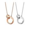 Amazon Exclusive Brand Necklace Popular Mevius Necklace Double Ring Couple Necklace Simple Stylish Double Ring Pendant Christmas Gift Birthday 925