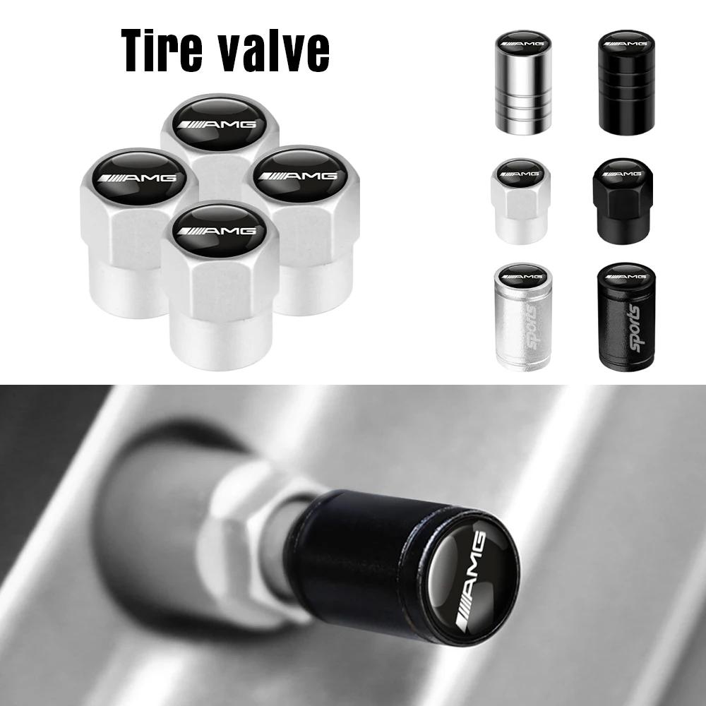 RNV4 4Pcs Car AMGFor Mercedes Benz Badge Wheel Tire Valve Caps Covers A B C R E G S Class W212 W204 W176 Auto W210 Refit Accessories