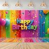 1 piece, 2D flat, 1 vibrant rainbow happy birthday party backdrop - suitable for home and room décor, anniversaries, wsj