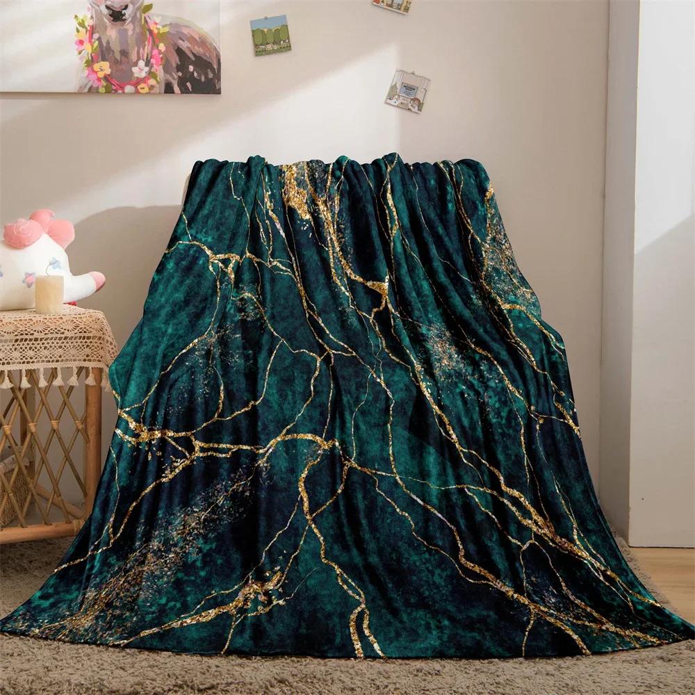 Marble Blanket Abstract Geometric Fleece Flannel Throw Blanket Soft Warm Lightweight Blanket for Couch Sofa Gift for Girls Boys