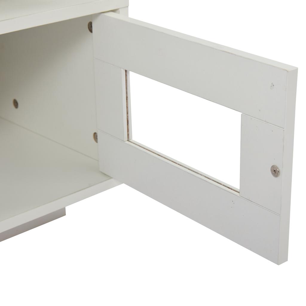 100x50x43cm white high-gloss coffee table, with LED lights controllable via mobile app, cabinet, charging port and socket, suitable for office, study