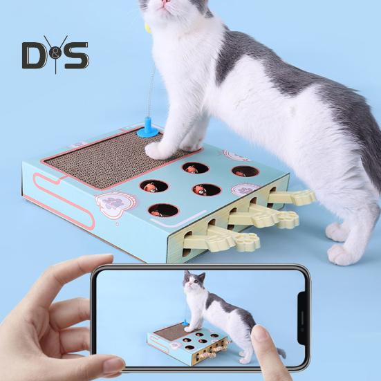 Игрушка для кошек «Бей крота» 3 в 1 интерактивная картонная когтеточка с игрушкой «Бей крота» для кошек, живущих в помещении