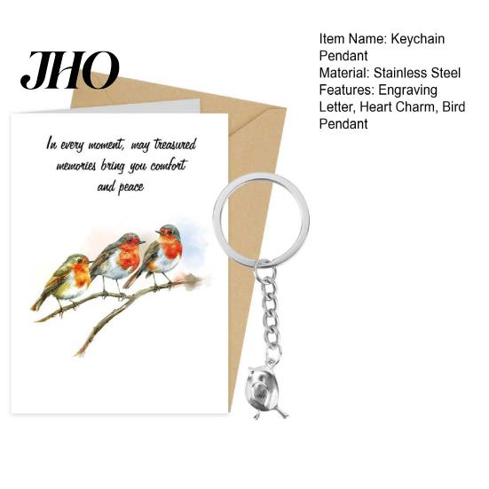Car Keys Pendant Keychain Heart Bird Charm Stainless Steel Key Chain Rust-resistant with Heartwarming Engraving Comfort Token Keyring Backpacks