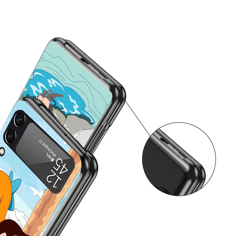 Heidi Cute Cartoon Black Phone Case For Samsung ZFlip7 ZFlip6 ZFlip5 ZFlip4 ZFlip3 5G Hard Protective Galaxy Z Flip 3 4 5 6 7