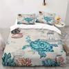 Three-piece watercolor sea turtle underwater world series quilt cover 3D printing home textile