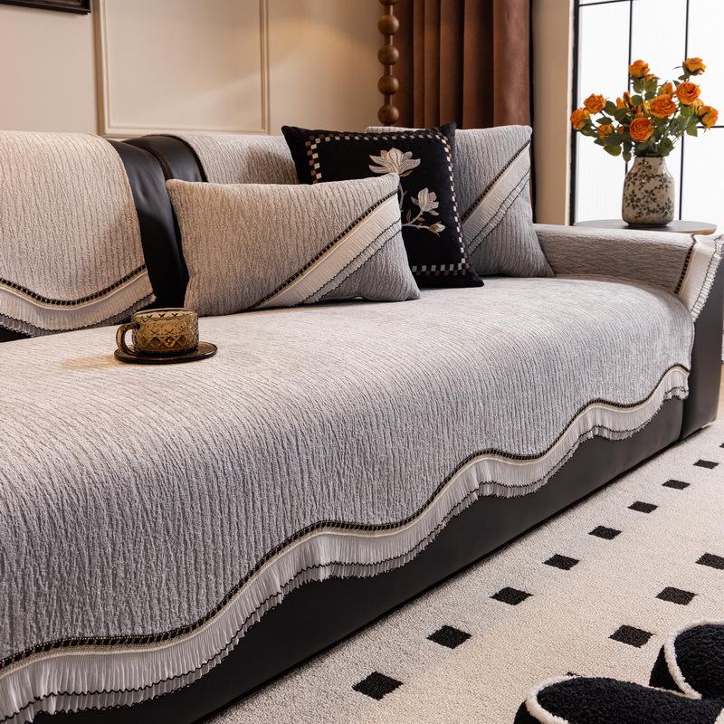 New Special-Shaped Sofa Cushion, Four-Season Universal Light Luxury Non-Slip Sofa Cover, Living Room Leather Sofa, Advanced Seat Cushion
