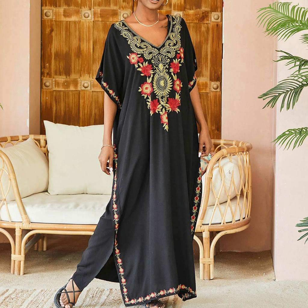 Embroidered Long Dress, Beach Blouse, Robe, Seaside Vacation Dress, Swimsuit And Sun  Clothing For Women
