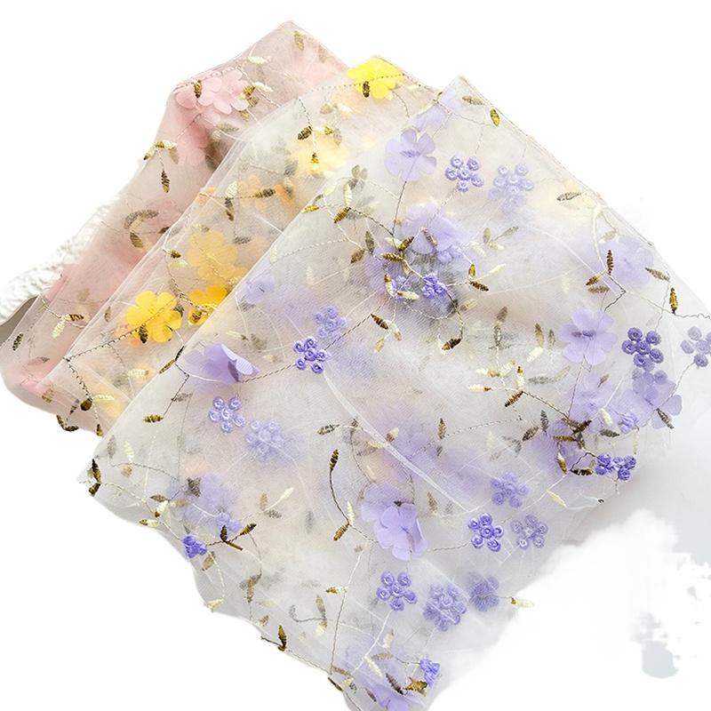 1 шт. Цветочная вышитая тюль ткань скатерти цветочные сетчатые шторы подарочная упаковка сетка пряжа цветы магазин 130x50 см