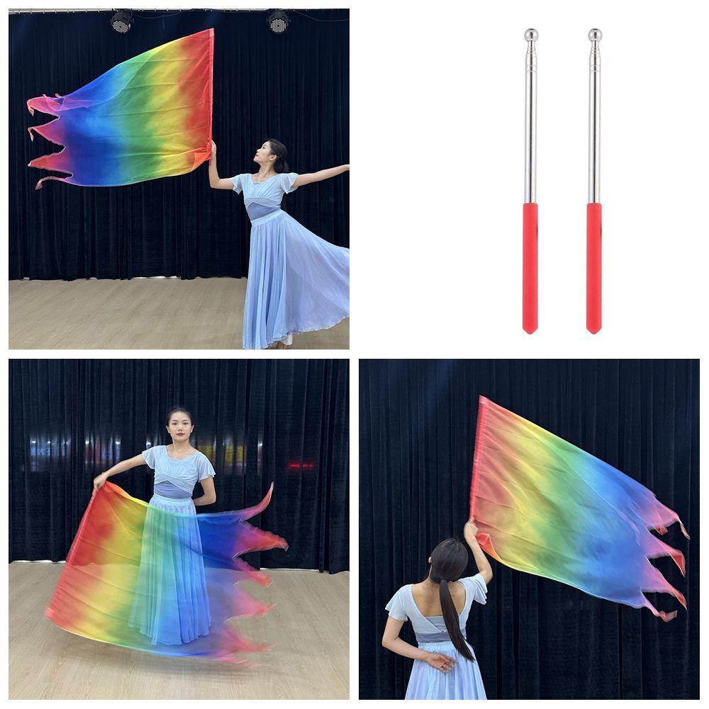 Multicolor Belly Dance Accessories Props Scalable Rods Colorful Scarves Flag  Dance Performance