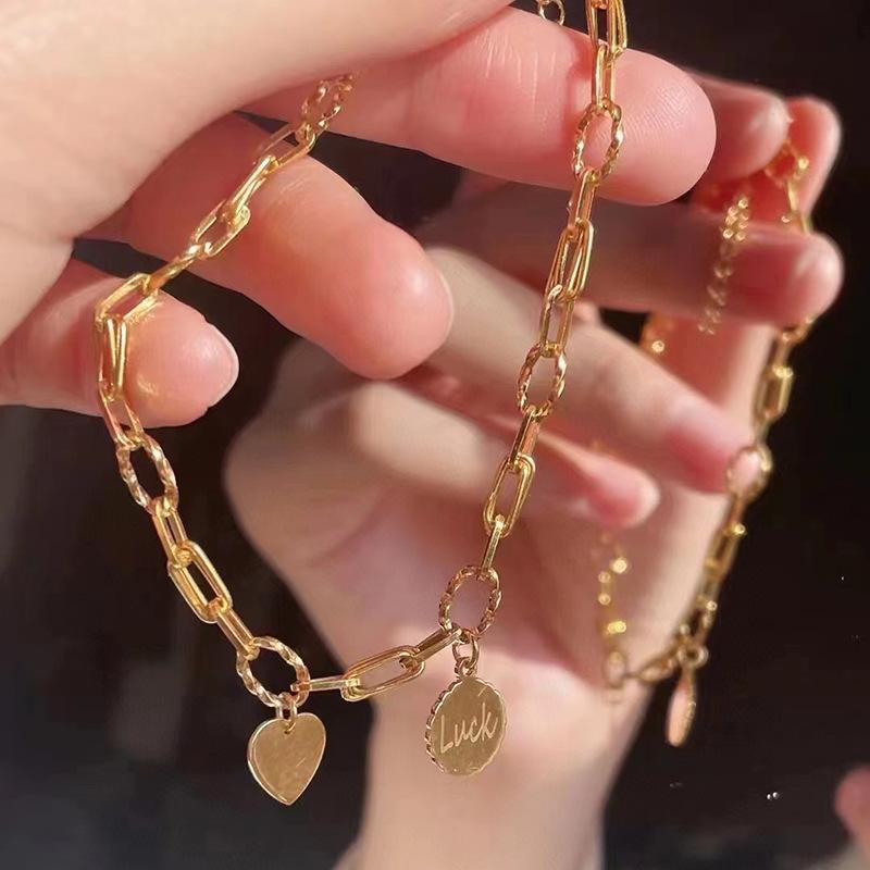 ANENJERY Браслет Heart Love для женщин и девушек, модный винтажный позолоченный браслет на день Святого Валентина, ювелирные изделия для влюбленных, женские праздничные подарки