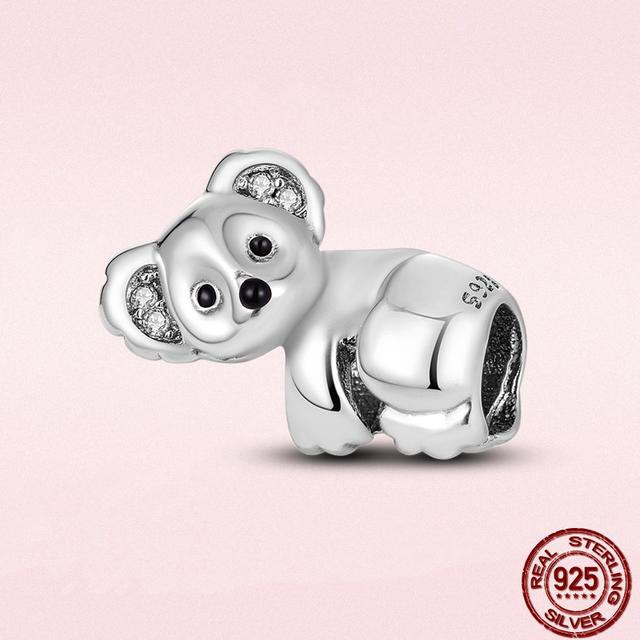 Круглые бусины в виде сердца из стерлингового серебра 925 пробы с изображением животных подходят для оригинального модного браслета-подвески DIY, модное серебро 925 пробы для изготовления ювелирных изделий