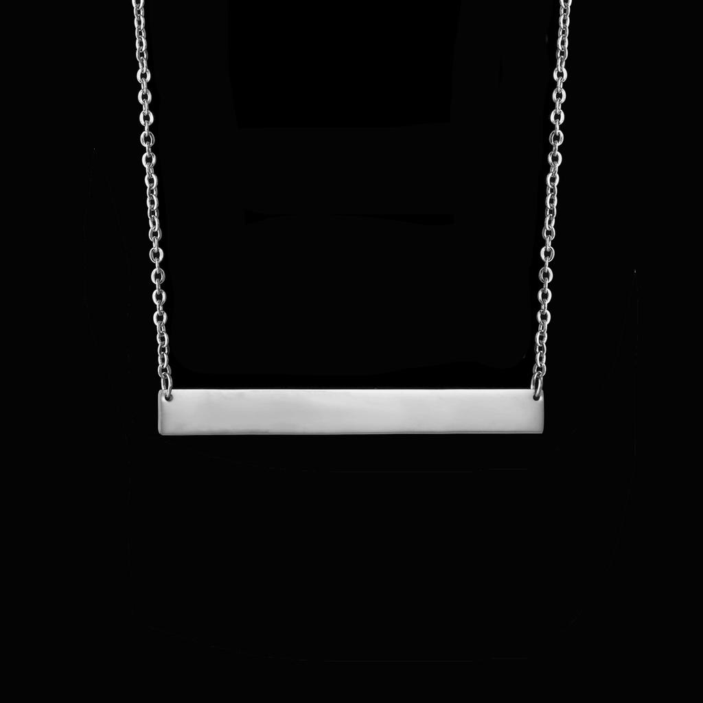 Atoztide Personalized Name Bar Necklace For Women Stainless Steel Link Chain Engrave Date Letter Nameplate Birthday Jewelry Gift