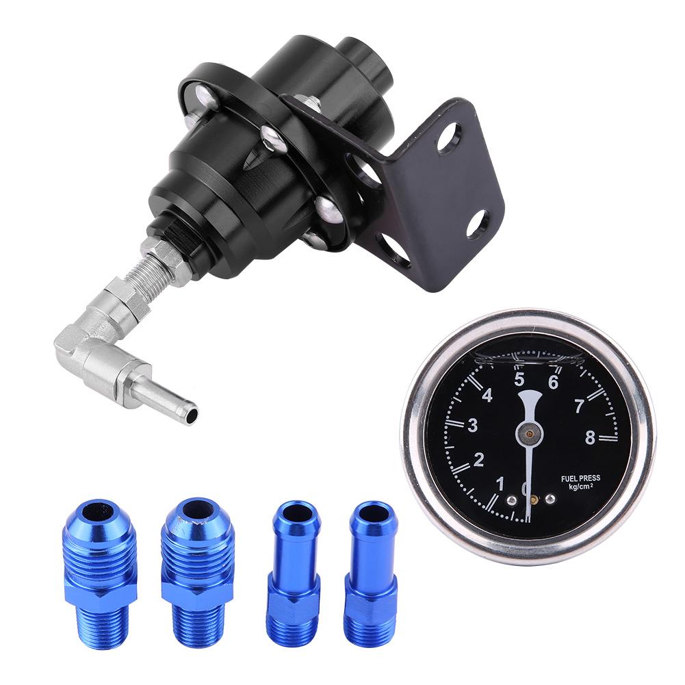 Универсальный алюминиевый автомобиль, 160 фунтов на квадратный дюйм, регулируемый 1: 1 комплект масляного манометра регулятора давления топлива (черный)