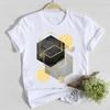 Geometric Pattern Printed Plus Size Women's Base Shirt Pure Cotton Short Sleeved Round Neck T-Shirts Women’s