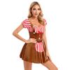 Womens Gingerbread Costume Oktoberfest Outfits German Bavarian Dress Dirndl Dress Halloween Fancy Dress Theme Party Dress Up
