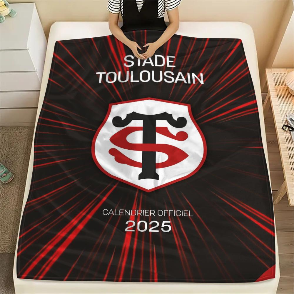 1PC Stade Toulousain Print Flannel Blanket, High quality Comfortable for All Seasons, Home Decor, Warmth and Comfort, Perfect for Christmas Gifts178