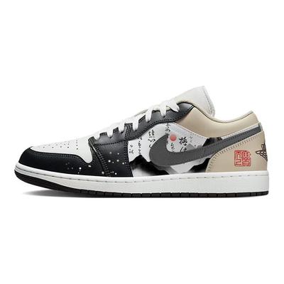 Air Jordan 1 Нескользящие Устойчивые к истиранию Низкие Винтажные Баскетбольные Кроссовки Унисекс Черно-Белые 553558-153(Команда181-)