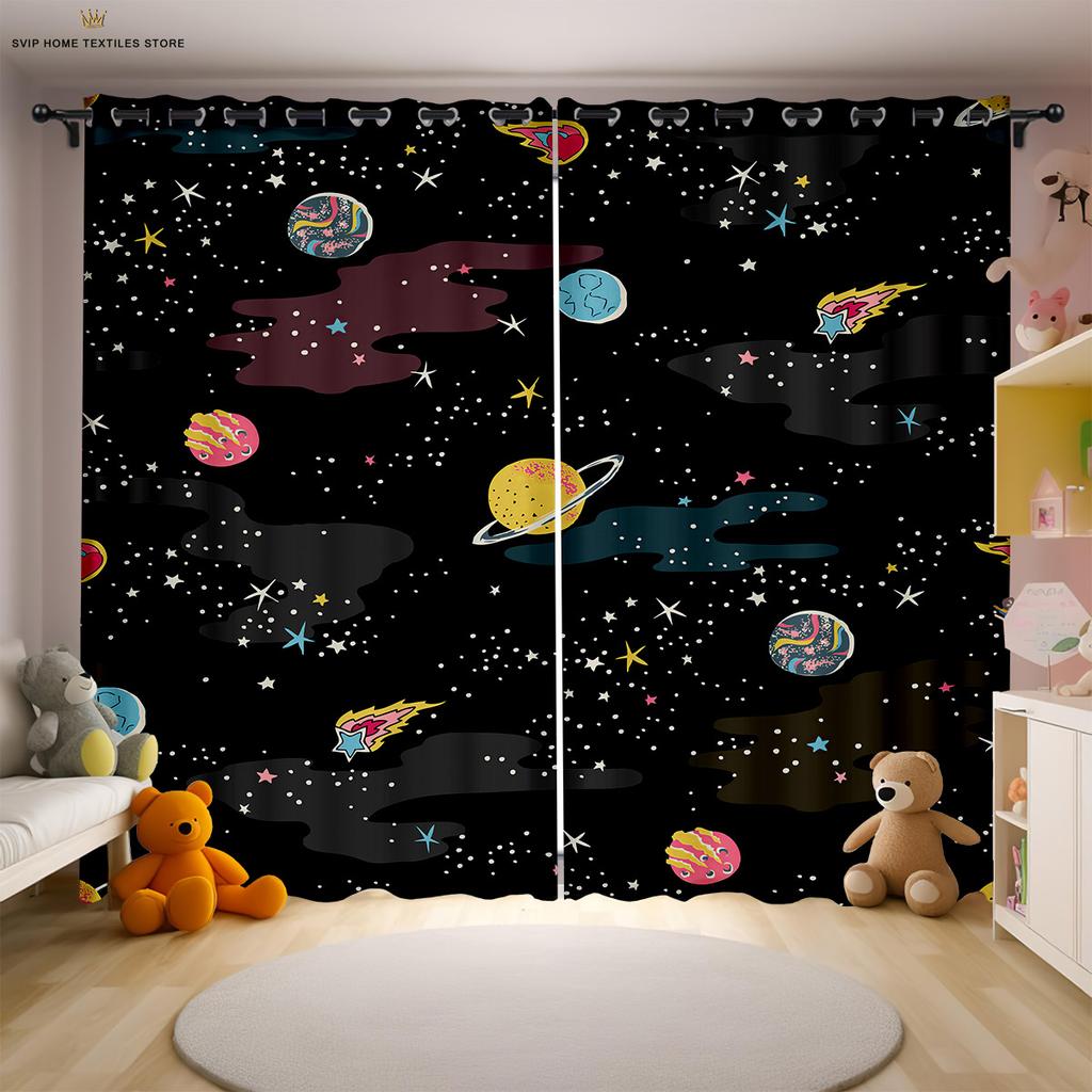 Шторы с принтом «Мультяшный космический астронавт» для детской комнаты, подходят для спальни, гостиной, кабинета, декоративные