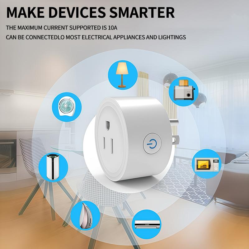 Умная Wi-Fi розетка США с мониторингом энергопотребления – Работает с Alexa Google Home, Управление через приложение Tuya и функция таймера, Розетка 120 В для дома
