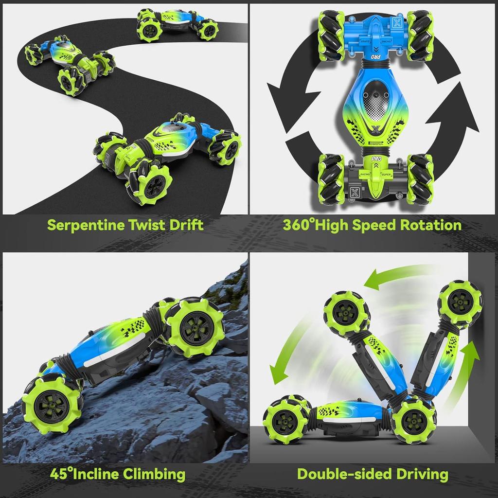 Радиоуправляемая машина с жестами, каскадерская машина с ручным управлением для мальчиков и девочек 6–12 лет, 4WD, 2,4 ГГц, пульт дистанционного управления, датчик жестов, игрушечные машинки, дрифт-поворотный автомобиль со светлой музыкой