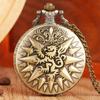 Bronze Men's Lion Quartz Pocket Watch Pendant Necklace Arabic Numerals Pocket Watchw Ith Thin Chain for Men Women Boys Girls