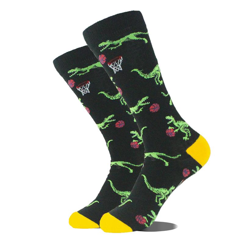 Men Dinosaur Astronaut Planet Crew Socks Harajuku Big Size Sokken Unisex Skateboard Divertidos Happy Design Hip Hop Funny Socks