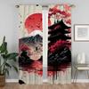 Curtains for Living Room Curtain for Room 2 Panel Sun Moon and Tree Home Interior Curtains Partition Halloween Decoration Shades