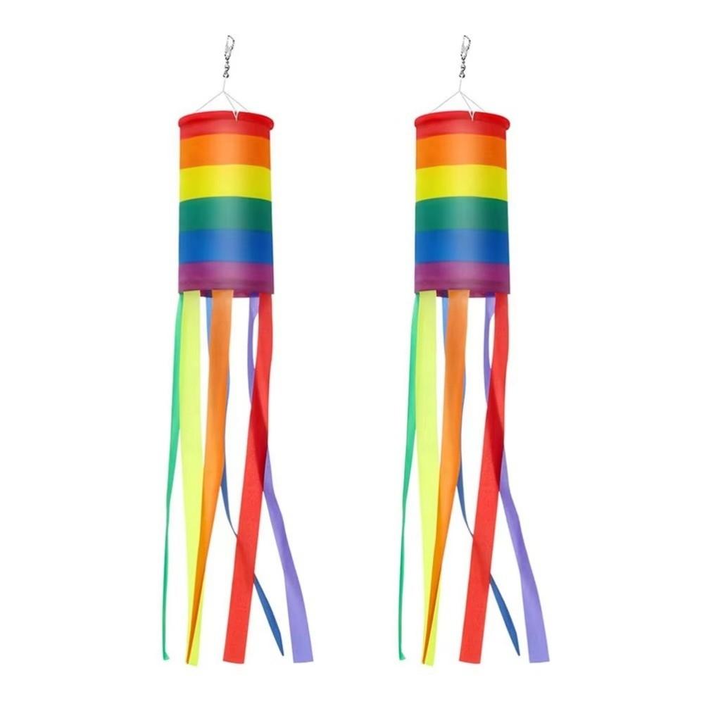 Colorful Rainbow Windsock Flag 100cm Courtyard Screen Printing Flag Party Celebrations Decor