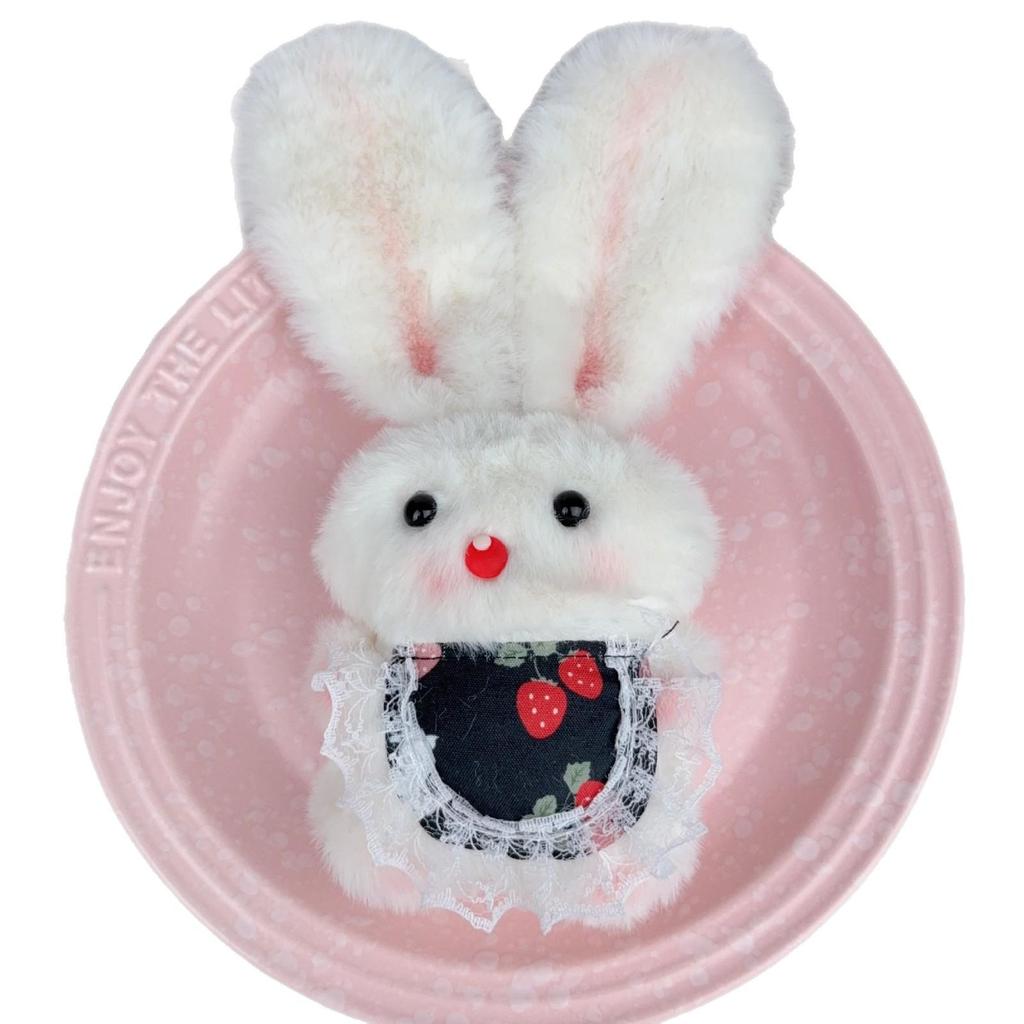 Плюшевая брелок-заяц с длинными ушами и пищалкой