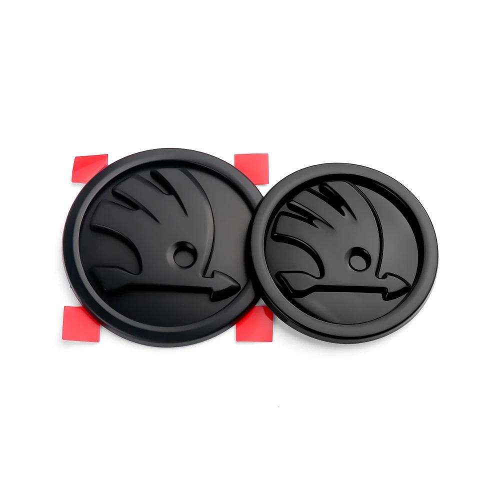 Car Sticker 2pcs 80/90/100mm Car Front Hood Badge Rear Trunk Emblem Sticker for Skoda Rapid Fabia Octavia 2 A7 Yeti Superb 3 A5 