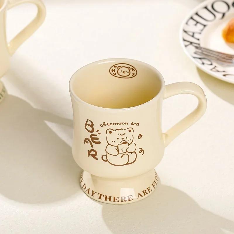 Корейская керамическая кружка-бокал с милым рисунком животных, чашки для воды, домашний офис, кофейная чашка, молочный милый бокал, керамические чашки для завтрака, подарки