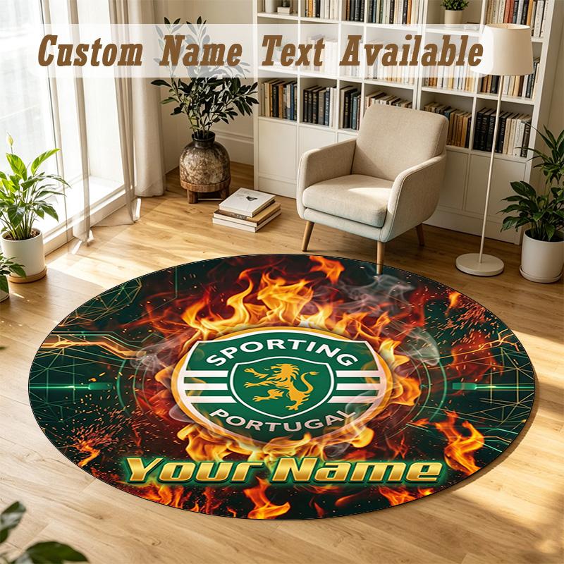 Round Rug Custom NameSporting CP Pattern Non Slip Carpet Home Floor Decor