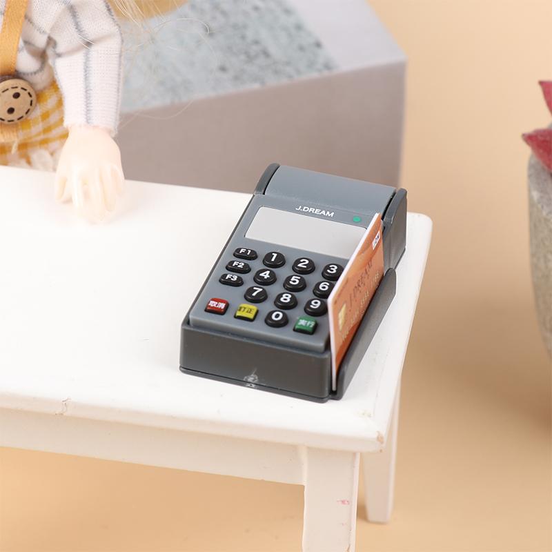 1Set Doll House Scene Decoration Supermarket Store Card Machine Scanner Model Toy