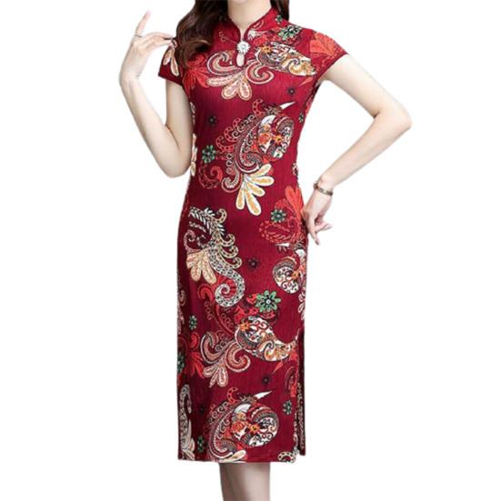 Леди Cheongsam в китайском стиле, винтажный воротник-стойка с высоким разрезом, летнее Ципао для сценического шоу