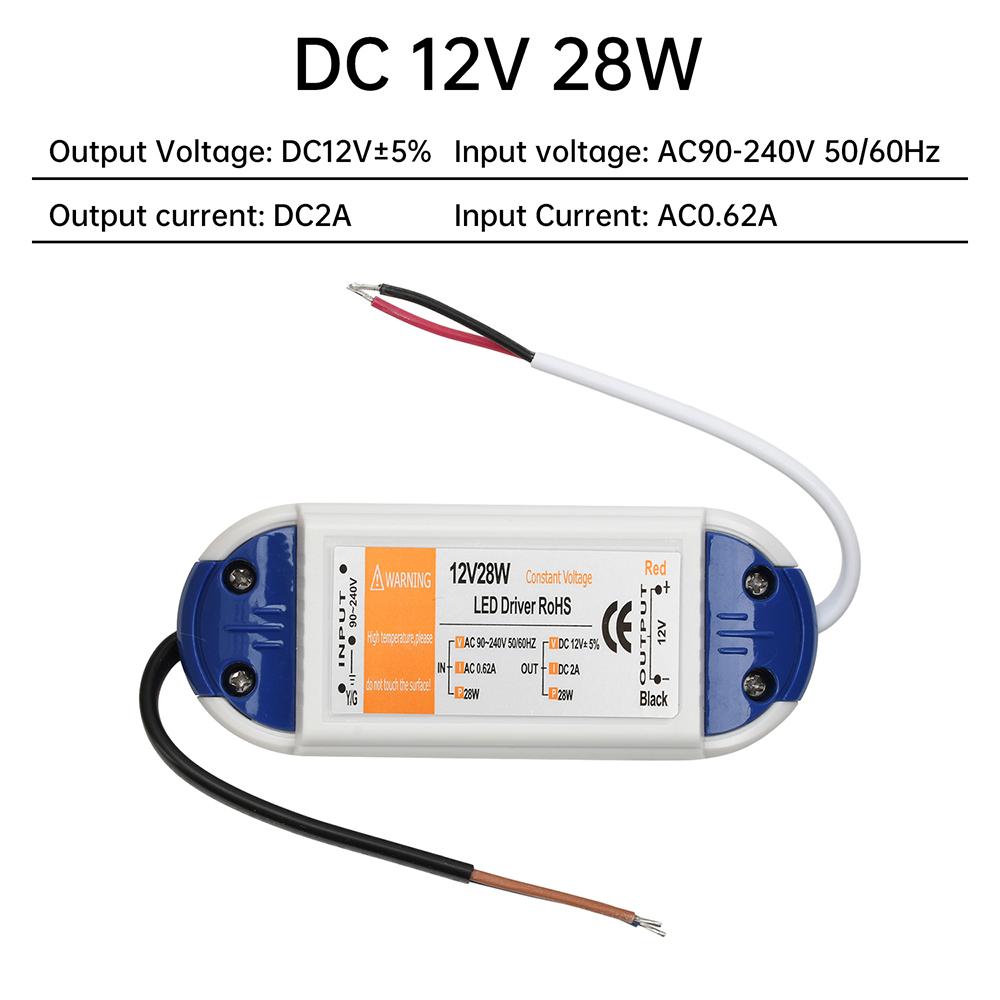 12В Светодиодный драйвер AC 90-240V 110V 220V на DC 12V Блок питания 18Вт 28Вт 48Вт 12В Адаптер питания Трансформатор для светодиодной ленты