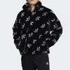 Adidas Originals Trefoil Logo Stand Collar Faux Fur Thickened Sports Jacket Unisex Jackets Black HI4656