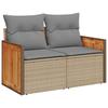 Sofa Set 5 Pieces Beige and Light Gray Poly Rattan and Steel